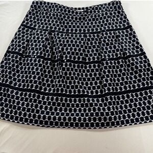 Ann Taylor LOFT Black White Geometric Print A-Line‎ Skirt Women's Size 14